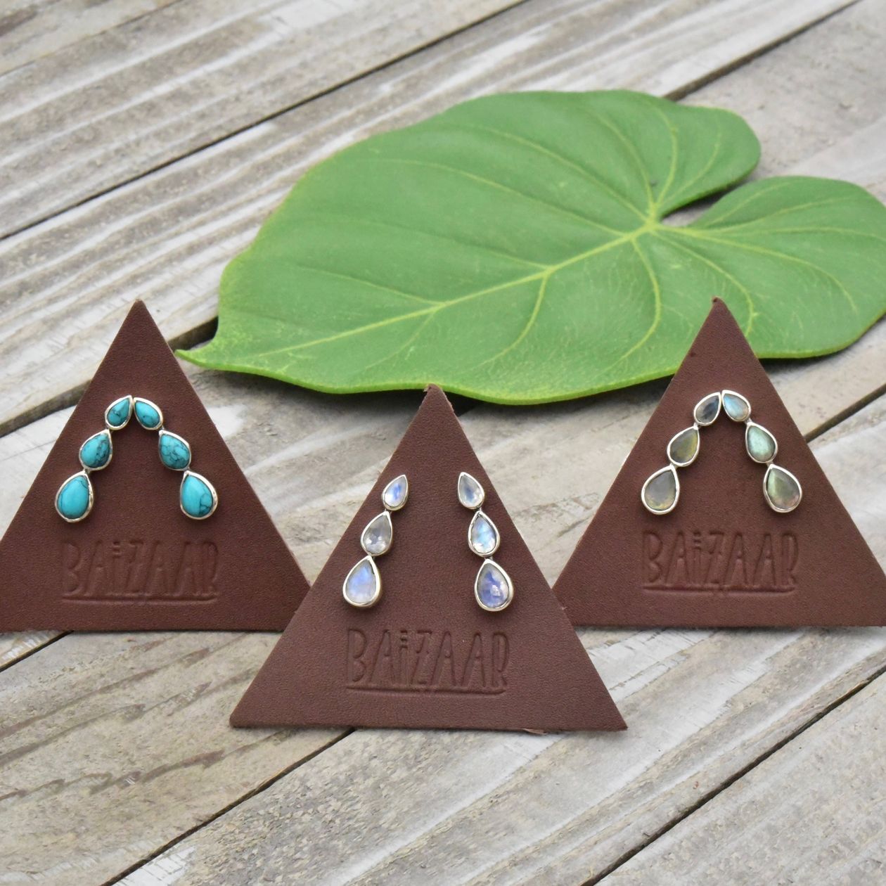Triple Teardrop Faceted Stone Brass Ear Climber - Intrigue Ink Visit Bozeman, Unique Shopping Boutique in Montana, Work from Home Clothes for Women