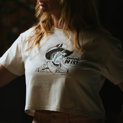 "Cowboys DO Cry" Crop Top - Intrigue Ink Visit Bozeman, Unique Shopping Boutique in Montana, Work from Home Clothes for Women