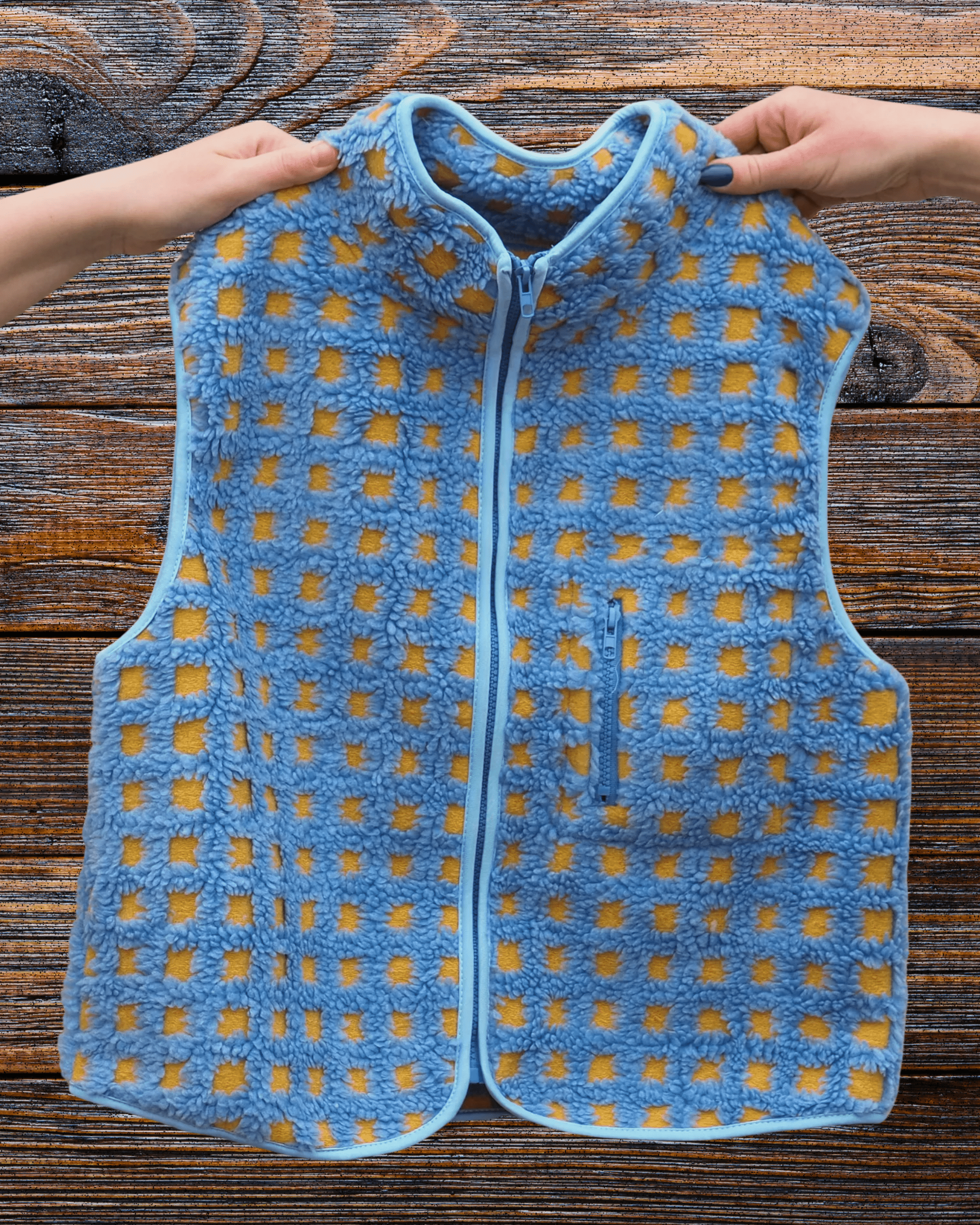 Blue & Yellow Fleece Vest - Women's Sweatshirts - Intrigue Ink Visit Bozeman, Unique Shopping Boutique in Montana, Work from Home Clothes for Women