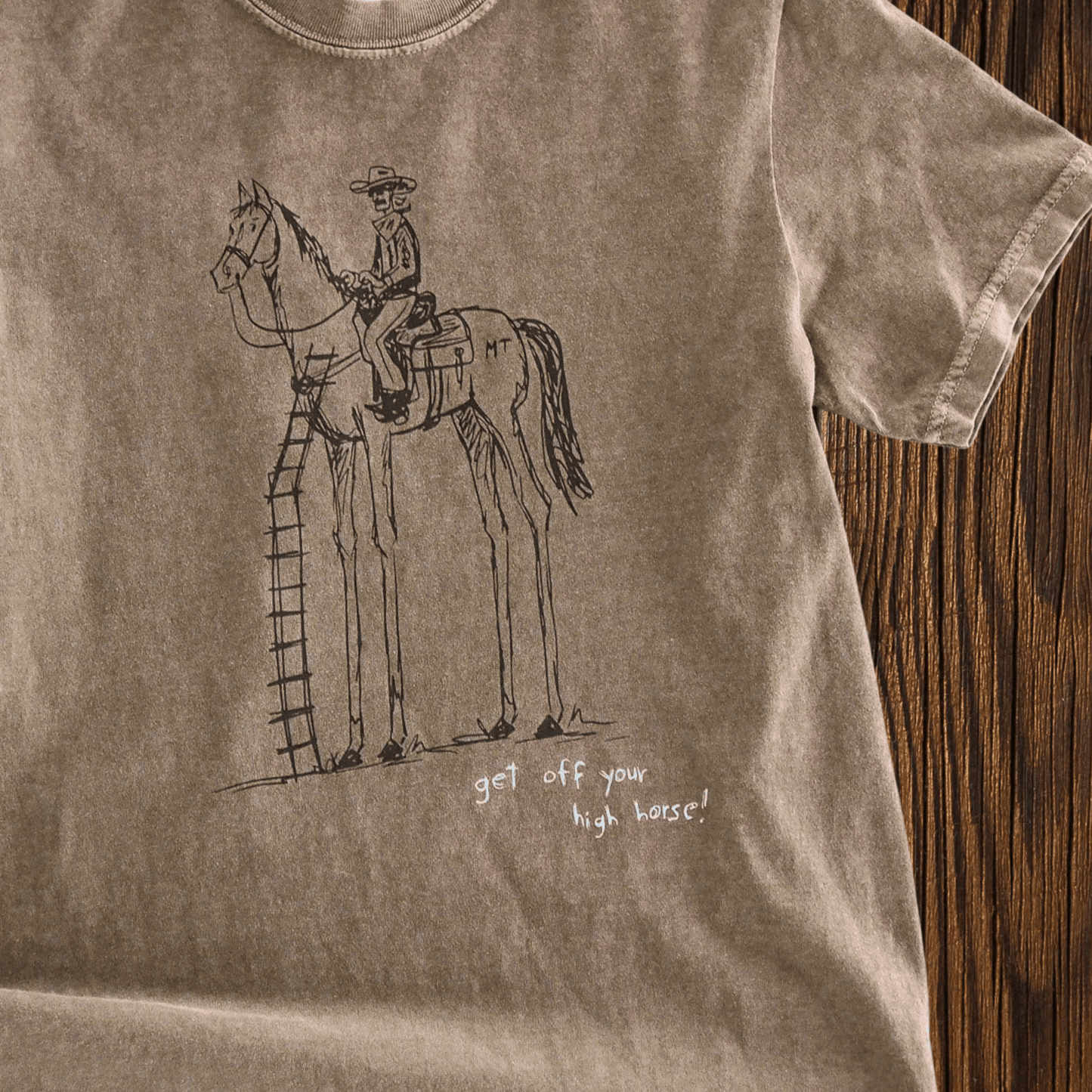 "Get Off Yer High Horse" Tee in Espresso - Intrigue Ink Visit Bozeman, Unique Shopping Boutique in Montana, Work from Home Clothes for Women