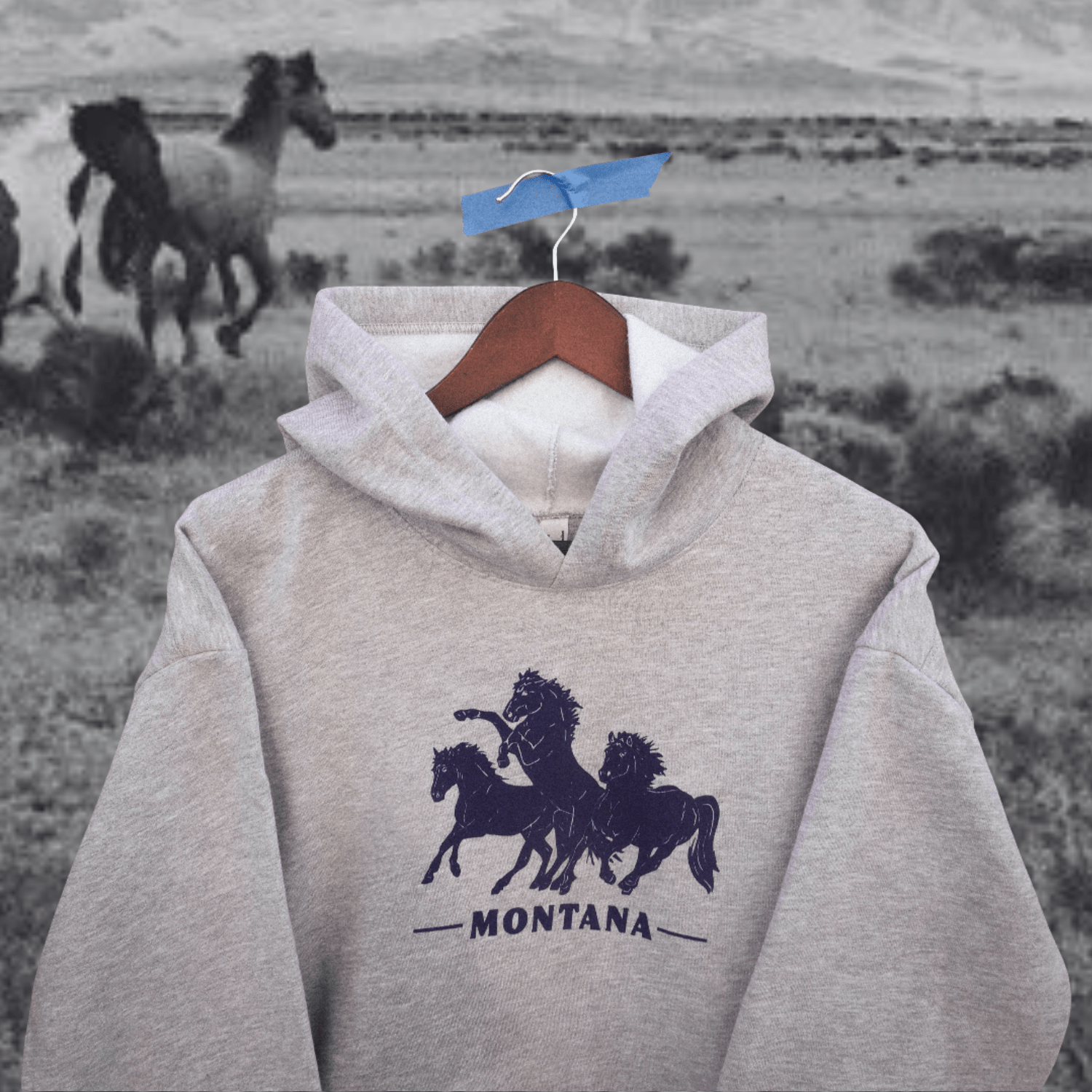 "Horsepower Montana" Hoodie - Intrigue Ink Visit Bozeman, Unique Shopping Boutique in Montana, Work from Home Clothes for Women