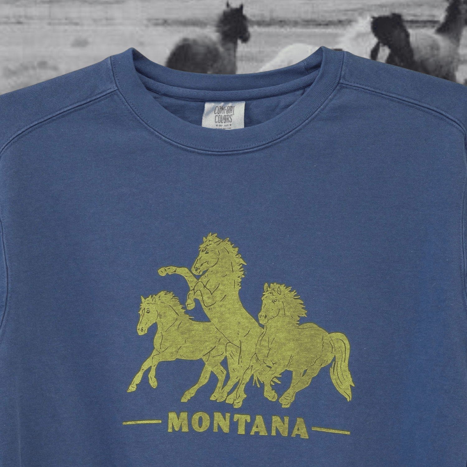Horsepower Montana Navy Pullover - Intrigue Ink Visit Bozeman, Unique Shopping Boutique in Montana, Work from Home Clothes for Women