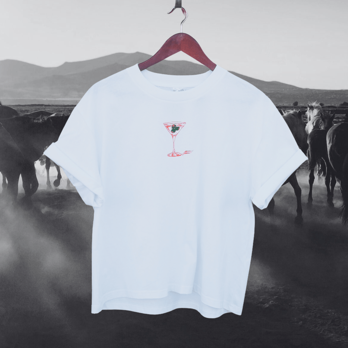 "Montana Martini" Oversized White Tee - Intrigue Ink Visit Bozeman, Unique Shopping Boutique in Montana, Work from Home Clothes for Women
