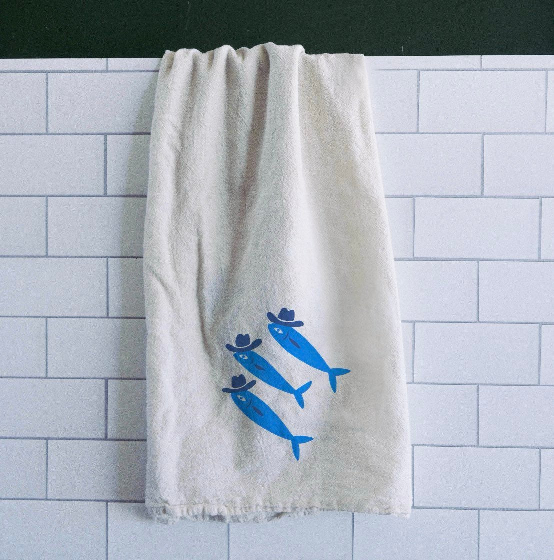 "Sardine Cowboys" Tea Towel - Intrigue Ink Visit Bozeman, Unique Shopping Boutique in Montana, Work from Home Clothes for Women