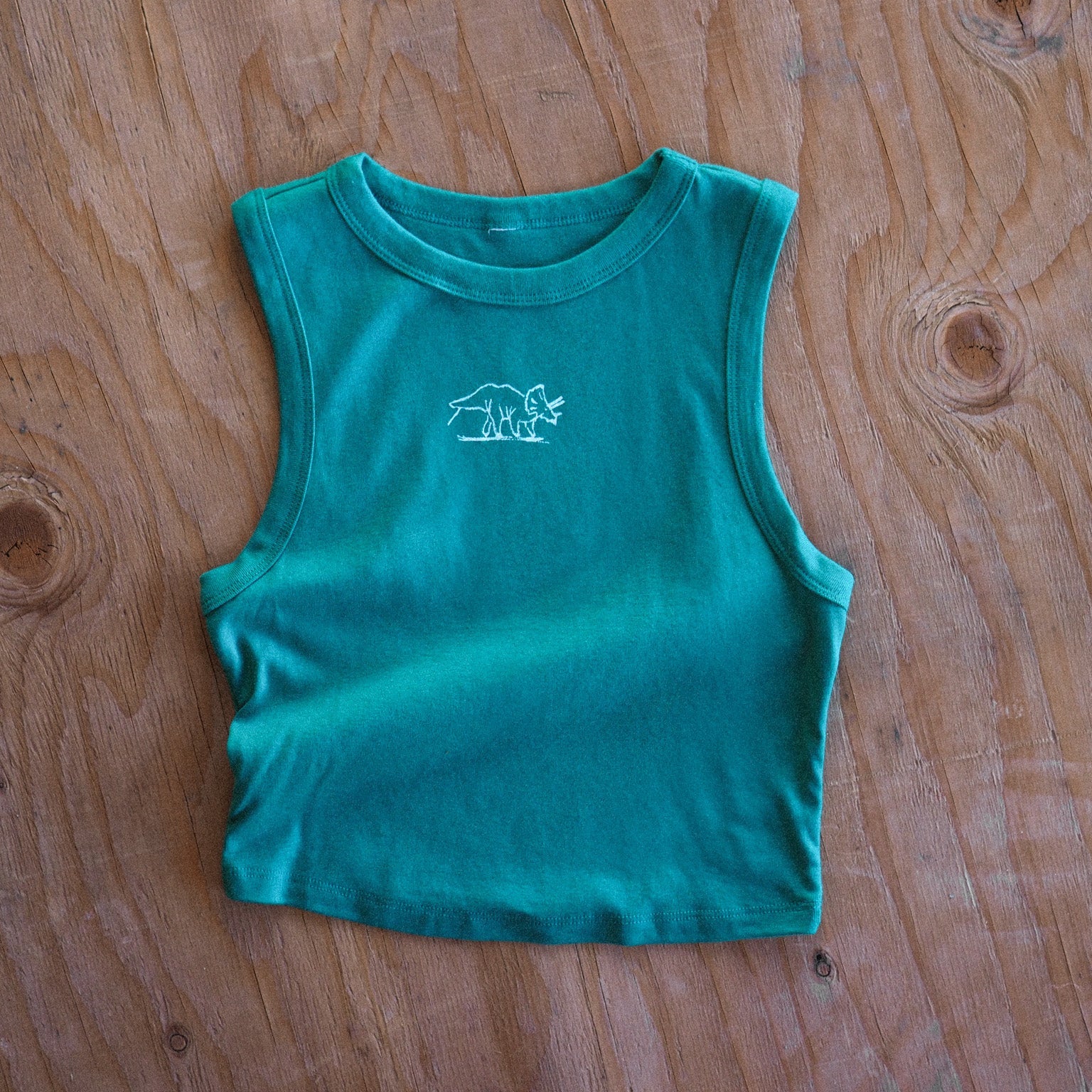 "Triceratops" Muscle Crop Tank - Intrigue Ink Visit Bozeman, Unique Shopping Boutique in Montana, Work from Home Clothes for Women