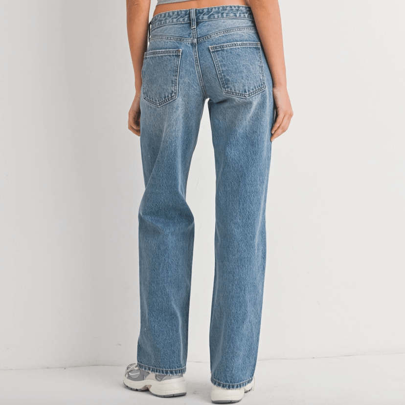 Low Rise Straight Jeans - Medium Wash - Intrigue Ink Visit Bozeman, Unique Shopping Boutique in Montana, Work from Home Clothes for Women