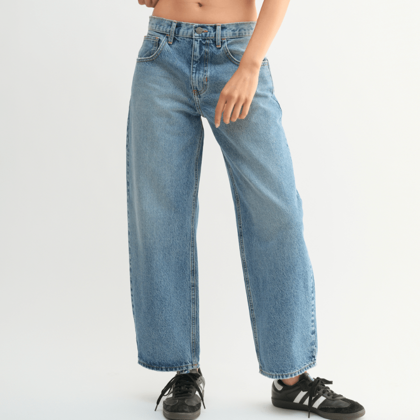 Medium Denim Barrel Jeans - Intrigue Ink Visit Bozeman, Unique Shopping Boutique in Montana, Work from Home Clothes for Women