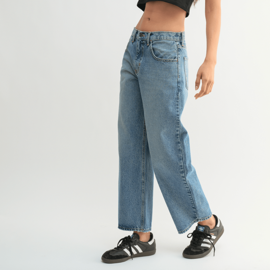 Medium Denim Barrel Jeans - Intrigue Ink Visit Bozeman, Unique Shopping Boutique in Montana, Work from Home Clothes for Women