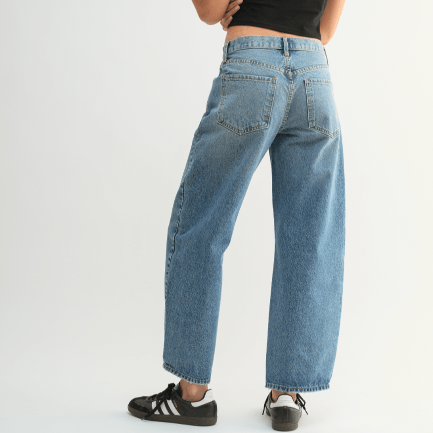 Medium Denim Barrel Jeans - Intrigue Ink Visit Bozeman, Unique Shopping Boutique in Montana, Work from Home Clothes for Women