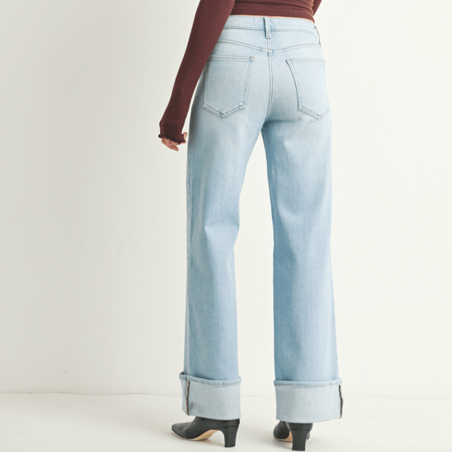 Cuffed Palazzo Light Denim - Intrigue Ink Visit Bozeman, Unique Shopping Boutique in Montana, Work from Home Clothes for Women