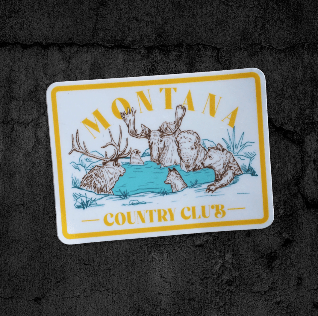 "Montana Country Club" Sticker - Intrigue Ink Visit Bozeman, Unique Shopping Boutique in Montana, Work from Home Clothes for Women