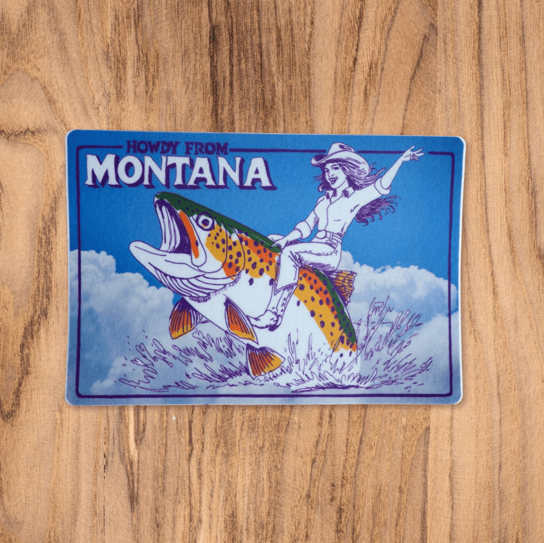 "Howdy From Montana" Sticker - Intrigue Ink Visit Bozeman, Unique Shopping Boutique in Montana, Work from Home Clothes for Women
