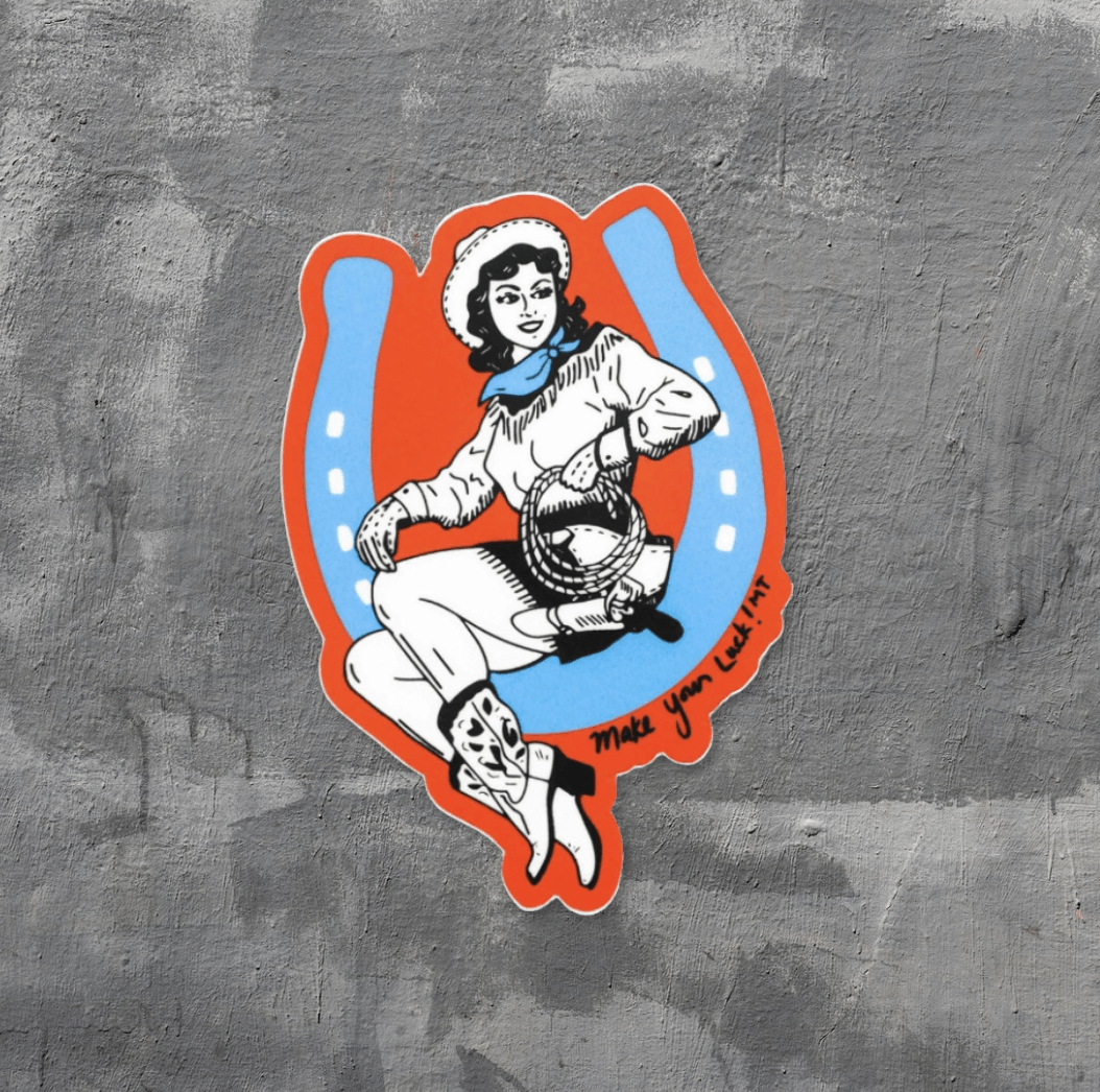 "Lucky Cowgirl" Sticker - Intrigue Ink Visit Bozeman, Unique Shopping Boutique in Montana, Work from Home Clothes for Women