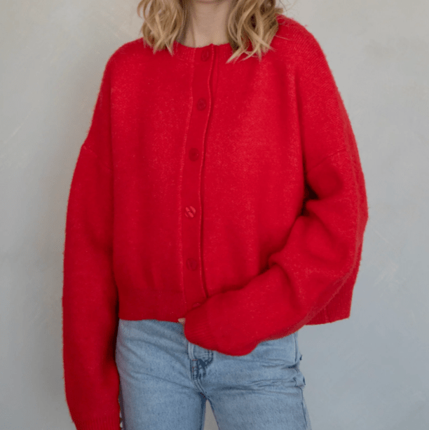 Alyssa Cardigan - Red - Intrigue Ink Visit Bozeman, Unique Shopping Boutique in Montana, Work from Home Clothes for Women