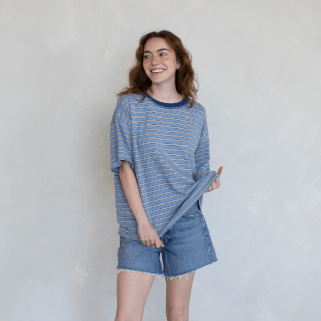 Tommie Tee - Blue - Intrigue Ink Visit Bozeman, Unique Shopping Boutique in Montana, Work from Home Clothes for Women