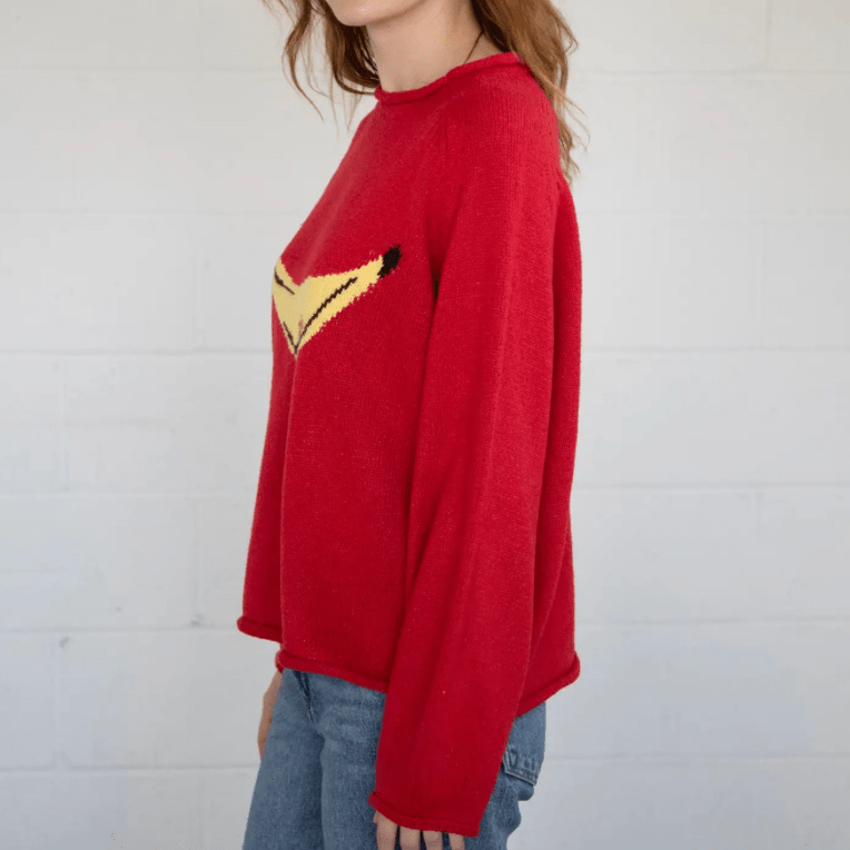 Banana Red Knit Sweater - Intrigue Ink Visit Bozeman, Unique Shopping Boutique in Montana, Work from Home Clothes for Women