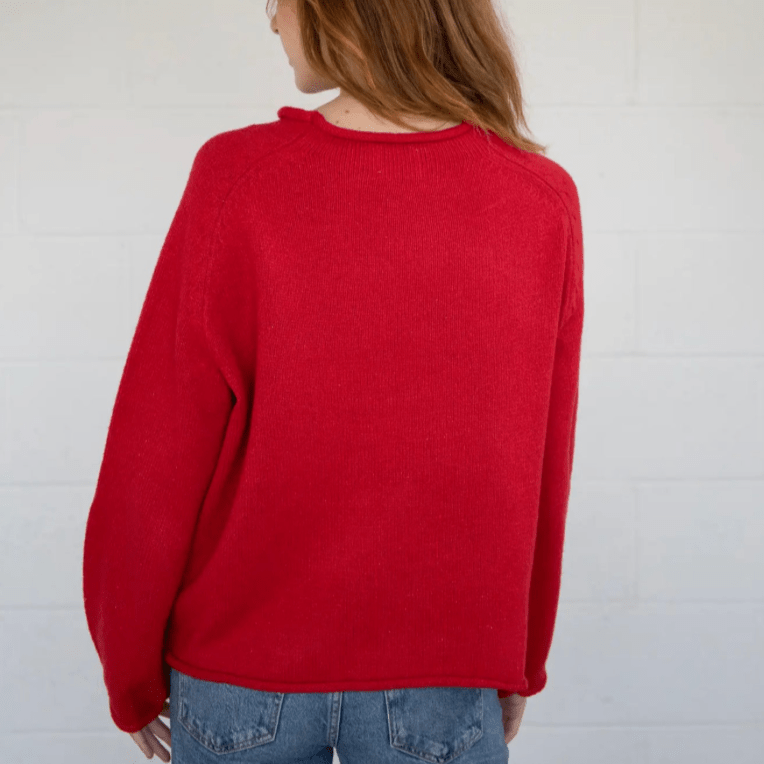 Banana Red Knit Sweater - Intrigue Ink Visit Bozeman, Unique Shopping Boutique in Montana, Work from Home Clothes for Women