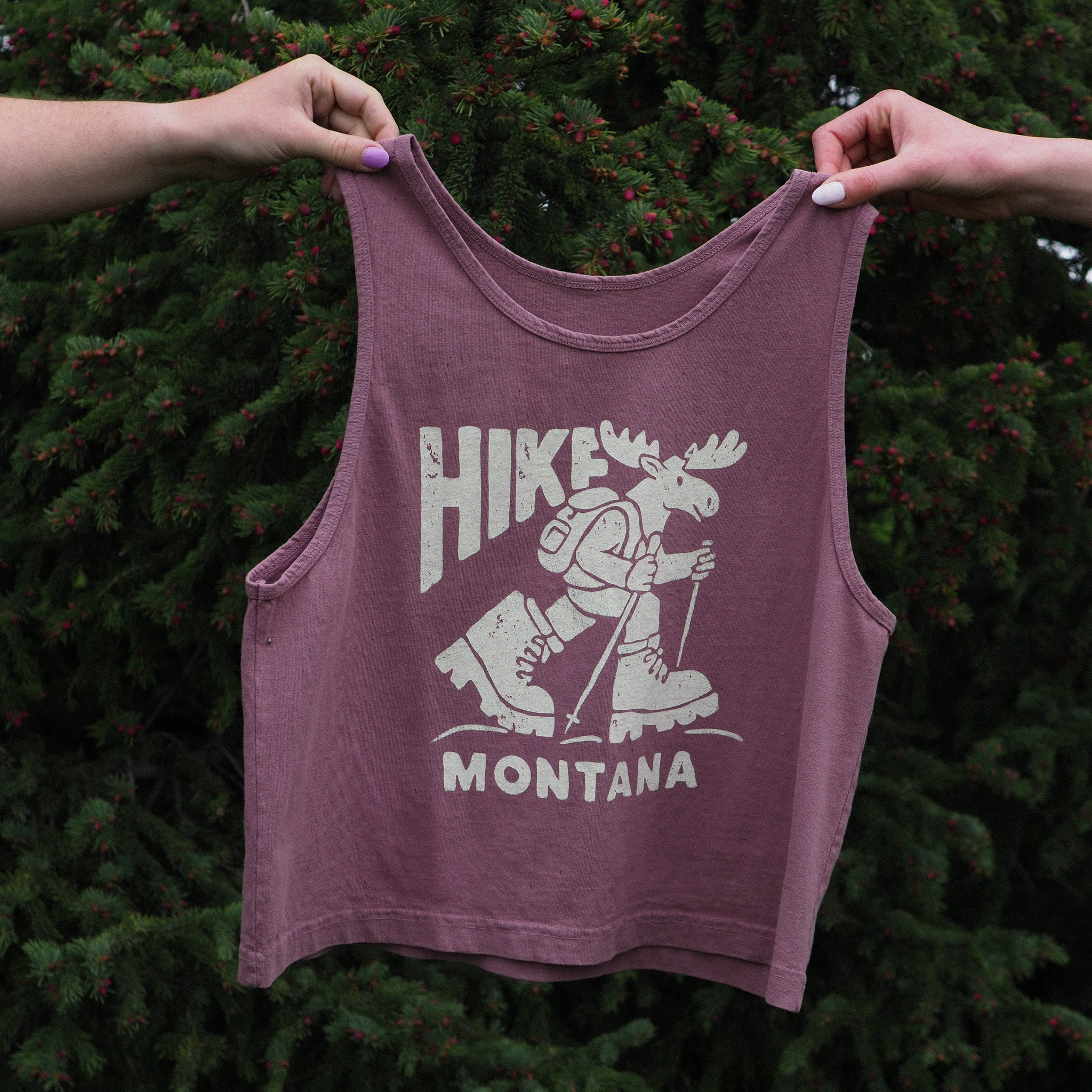 "Hike Montana" Mid Tank in Mauve - Intrigue Ink Visit Bozeman, Unique Shopping Boutique in Montana, Work from Home Clothes for Women