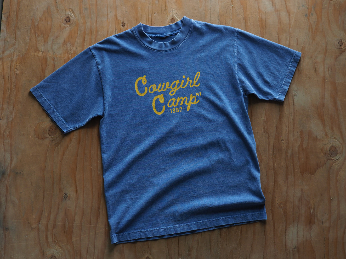 "Cowgirl Camp" Denim Tee - Intrigue Ink Visit Bozeman, Unique Shopping Boutique in Montana, Work from Home Clothes for Women