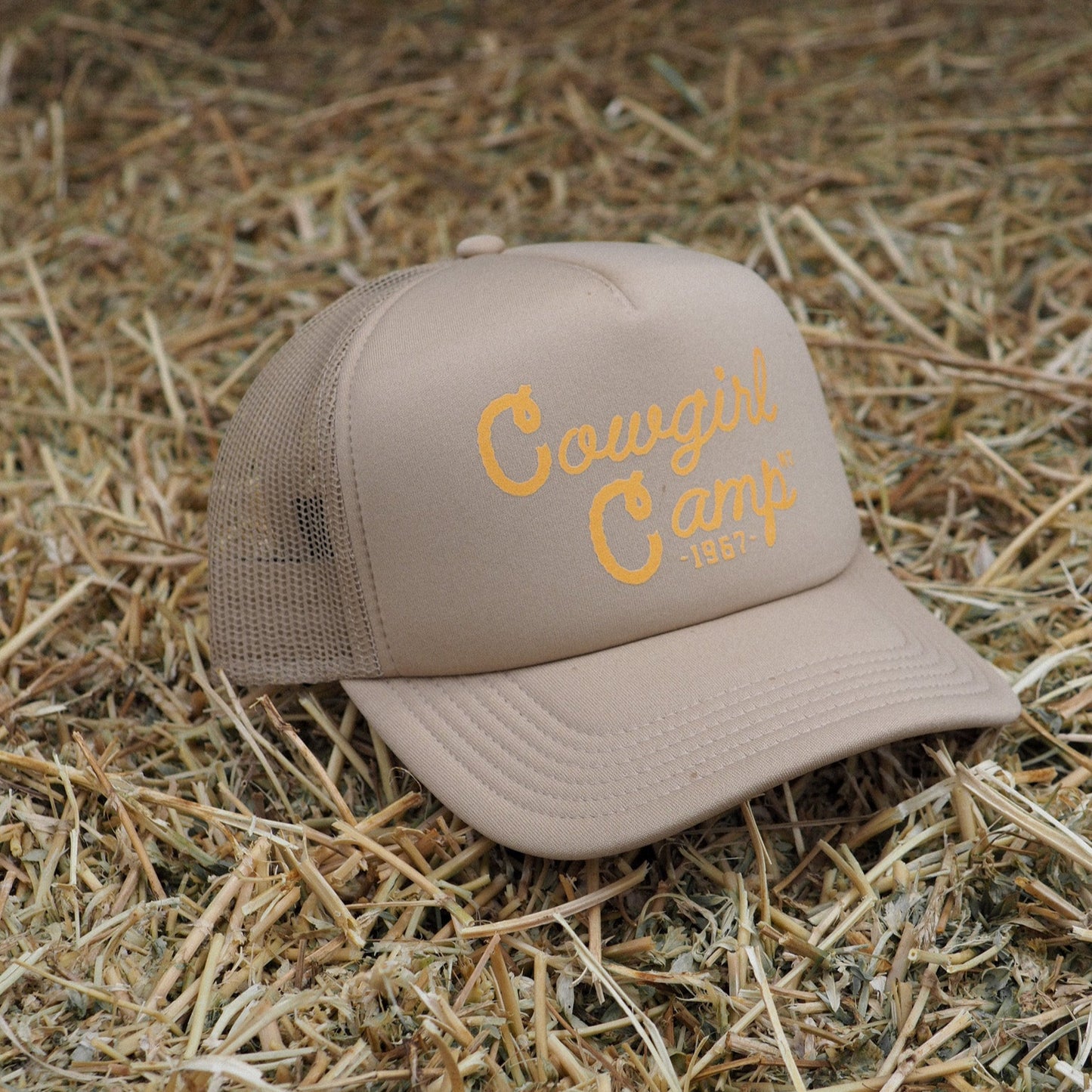 "Cowgirl Camp" Hat in Tan - Intrigue Ink Visit Bozeman, Unique Shopping Boutique in Montana, Work from Home Clothes for Women