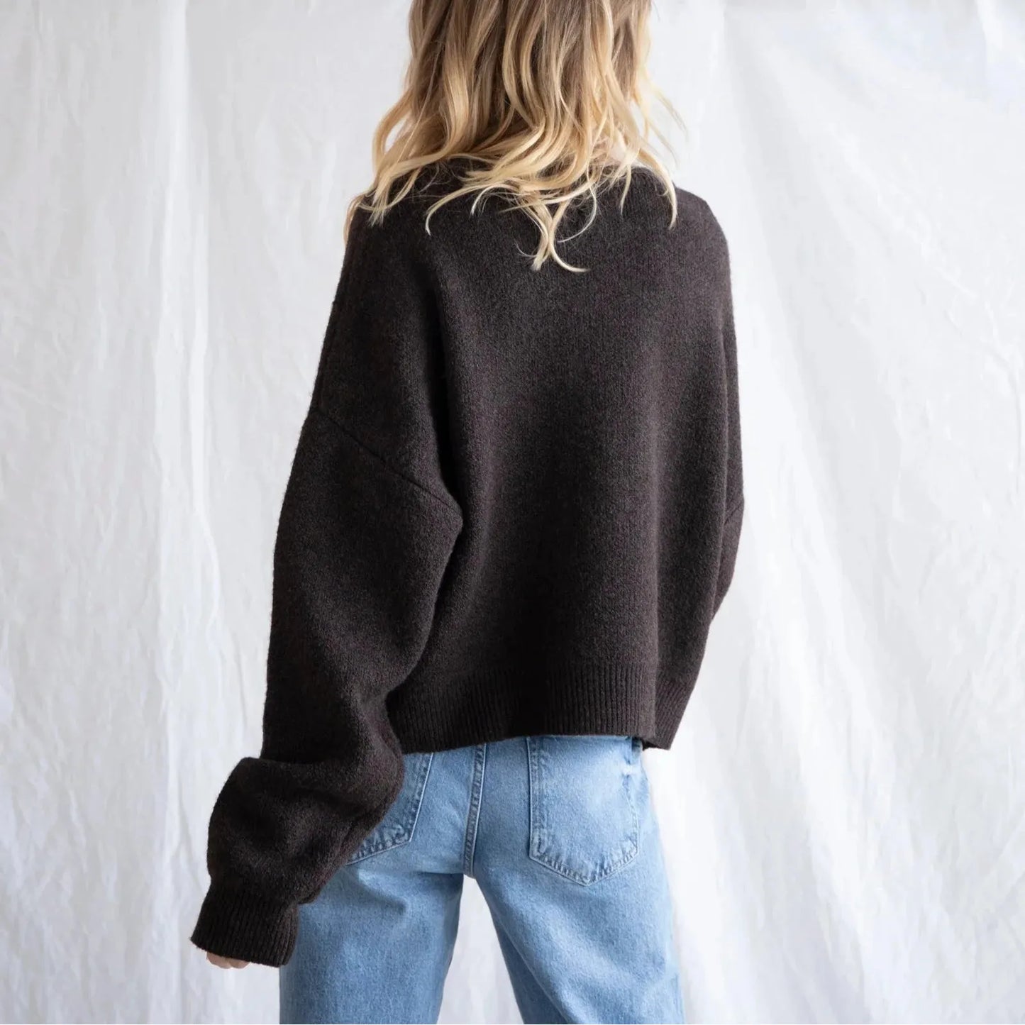 Chocolate Brown Button Up Sweater