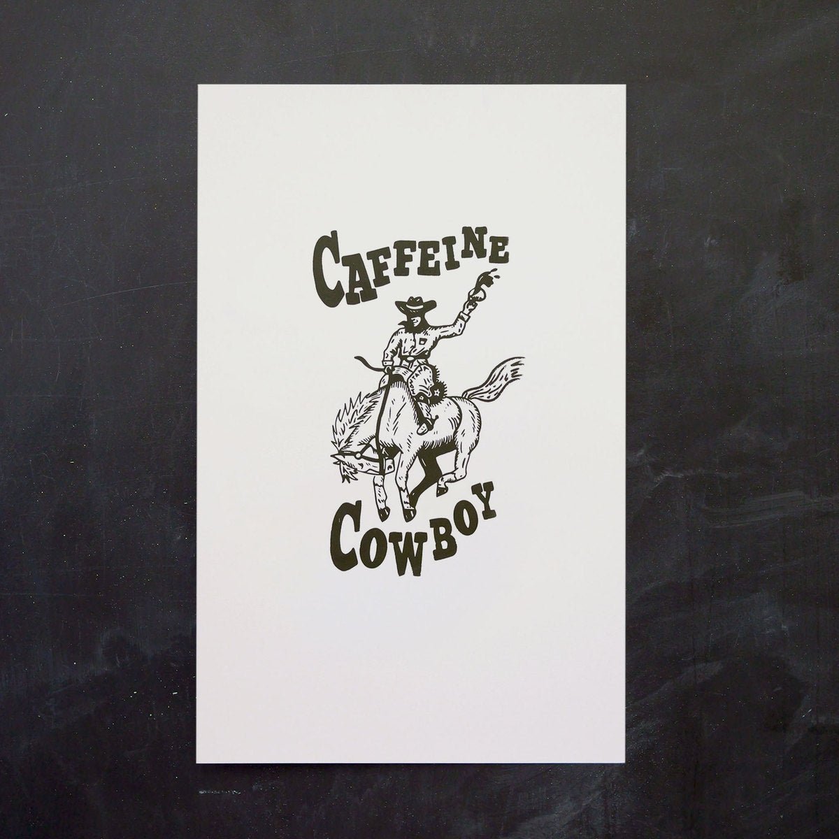 "Caffeine Cowboy" Poster - Intrigue Ink Visit Bozeman, Unique Shopping Boutique in Montana, Work from Home Clothes for Women