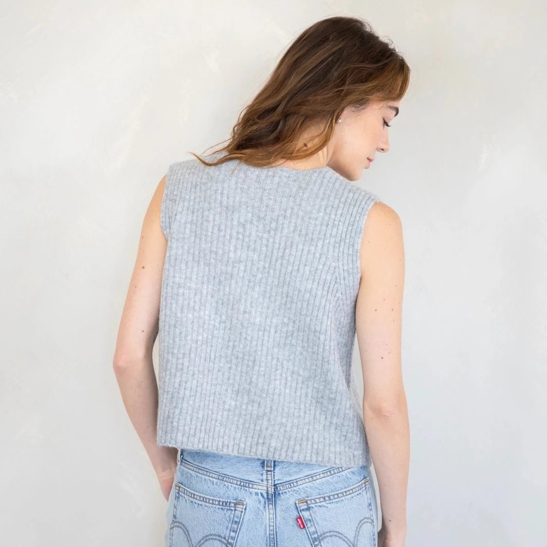 Grey Knit Vest - Intrigue Ink Visit Bozeman, Unique Shopping Boutique in Montana, Work from Home Clothes for Women