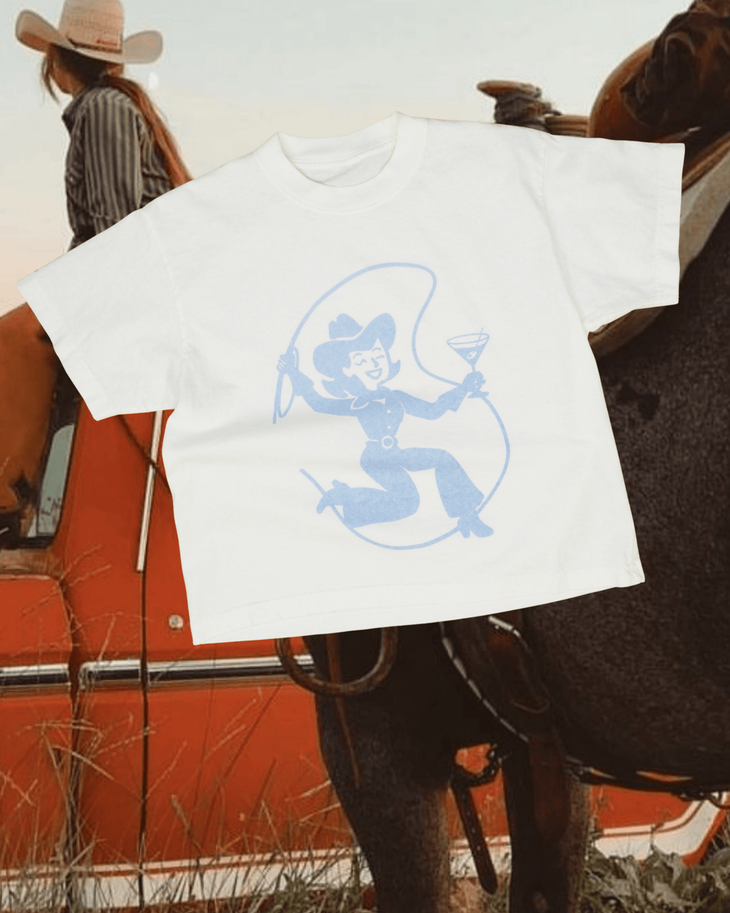 "Cowgirl Cocktail" Wide Tee - Intrigue Ink Visit Bozeman, Unique Shopping Boutique in Montana, Work from Home Clothes for Women