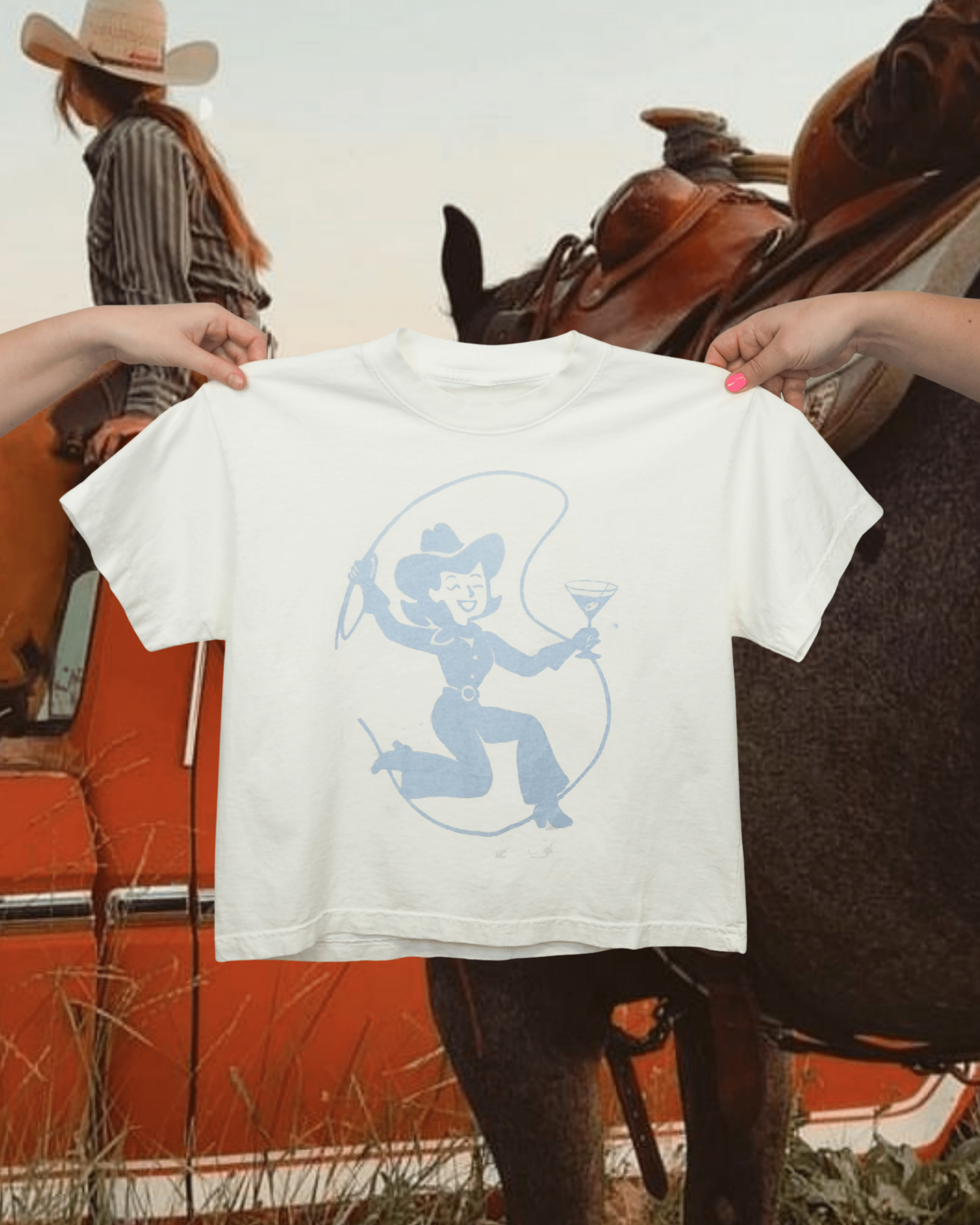 "Cowgirl Cocktail" Wide Tee - Intrigue Ink Visit Bozeman, Unique Shopping Boutique in Montana, Work from Home Clothes for Women