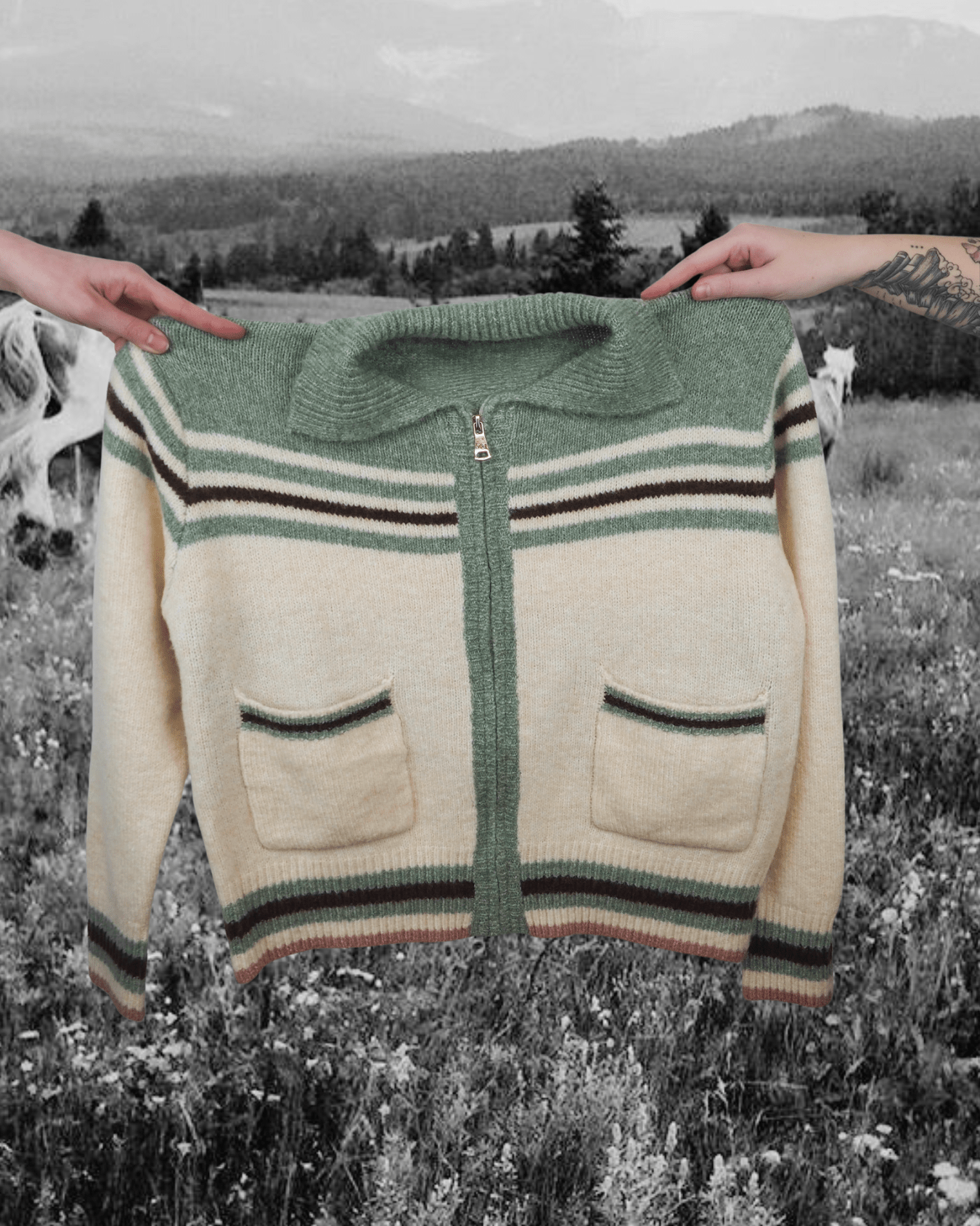 Western Zip Up - Pesto - Intrigue Ink Visit Bozeman, Unique Shopping Boutique in Montana, Work from Home Clothes for Women