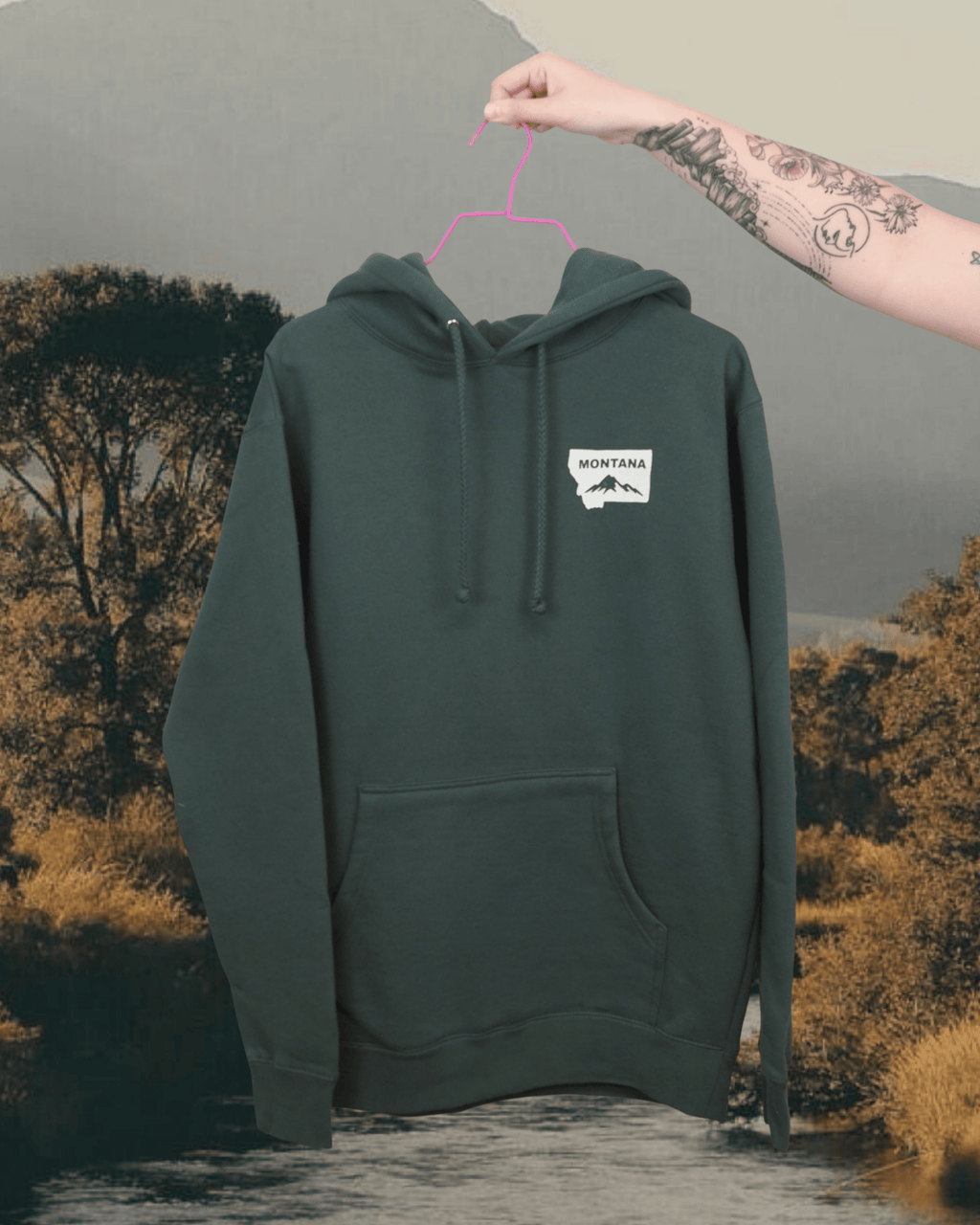 "Montana Mountain" Hoodie - Intrigue Ink Visit Bozeman, Unique Shopping Boutique in Montana, Work from Home Clothes for Women