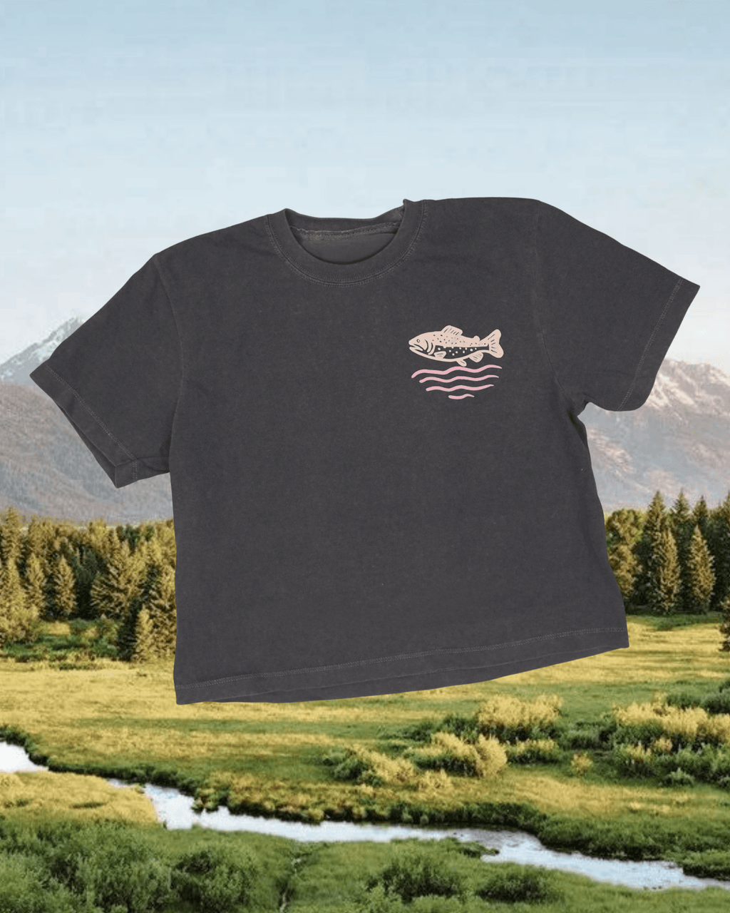 "Wild Trout" Crop Tee - Intrigue Ink Visit Bozeman, Unique Shopping Boutique in Montana, Work from Home Clothes for Women