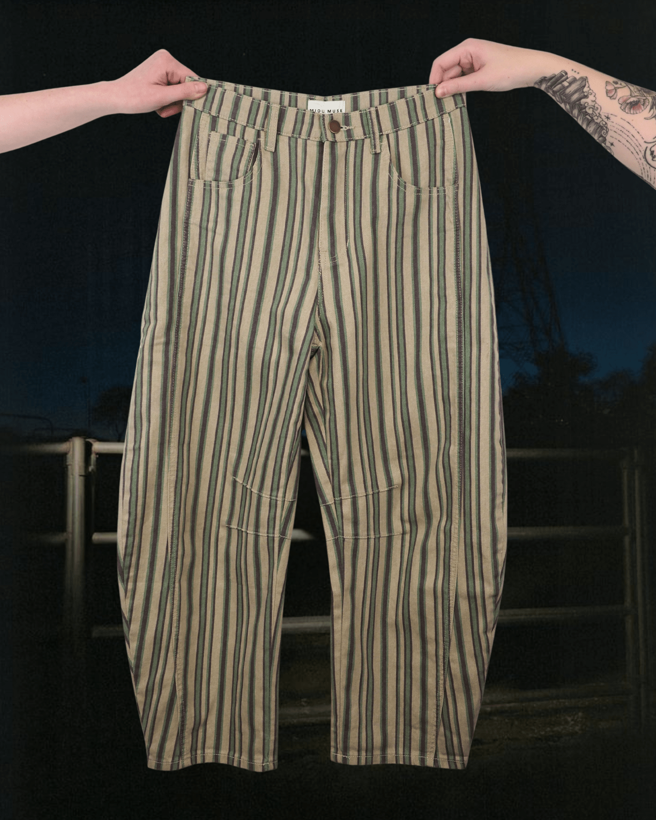 Multi Mix Stripe Printed Barrel Pants - Intrigue Ink Visit Bozeman, Unique Shopping Boutique in Montana, Work from Home Clothes for Women