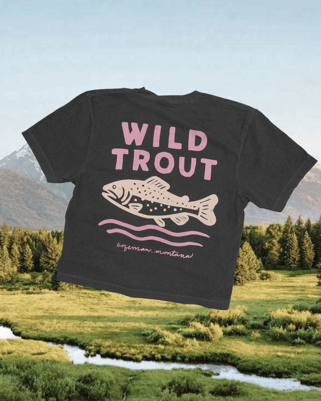 "Wild Trout" Crop Tee - Intrigue Ink Visit Bozeman, Unique Shopping Boutique in Montana, Work from Home Clothes for Women