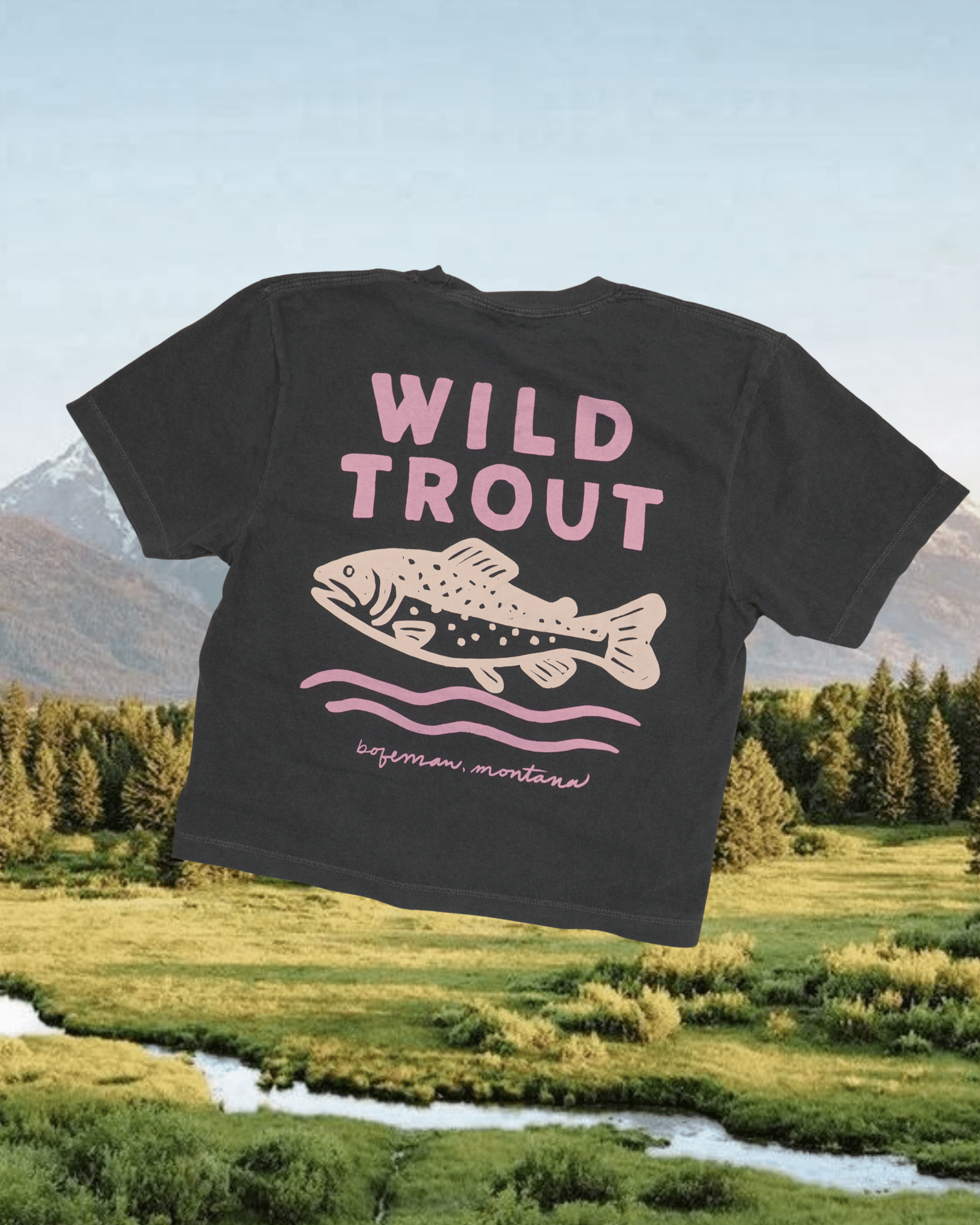 "Wild Trout" Crop Tee - Intrigue Ink Visit Bozeman, Unique Shopping Boutique in Montana, Work from Home Clothes for Women