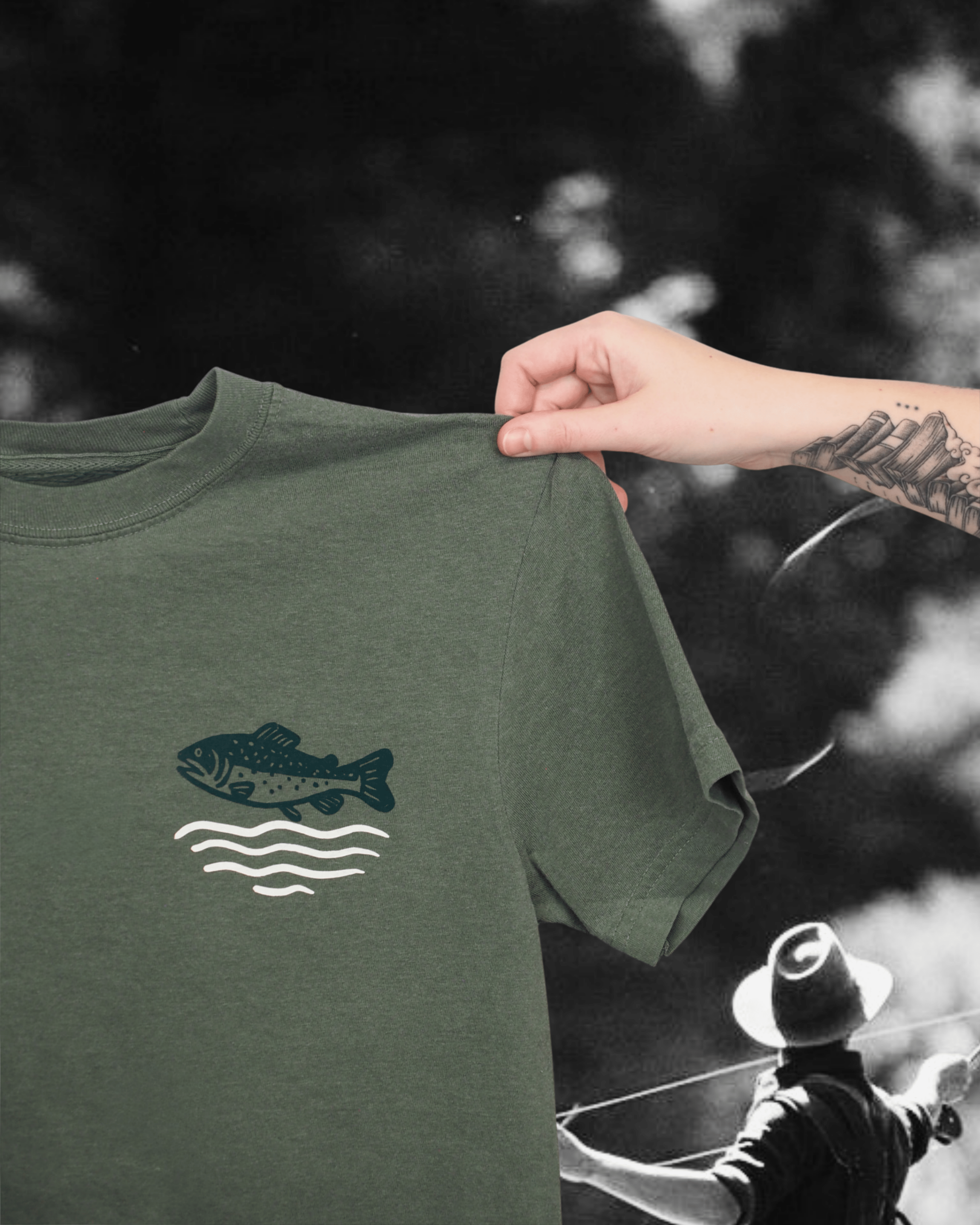 "Wild Trout" Tee in Green - Intrigue Ink Visit Bozeman, Unique Shopping Boutique in Montana, Work from Home Clothes for Women