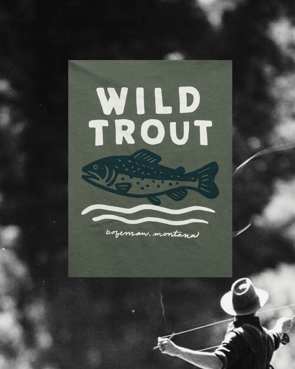 "Wild Trout" Tee in Green - Intrigue Ink Visit Bozeman, Unique Shopping Boutique in Montana, Work from Home Clothes for Women