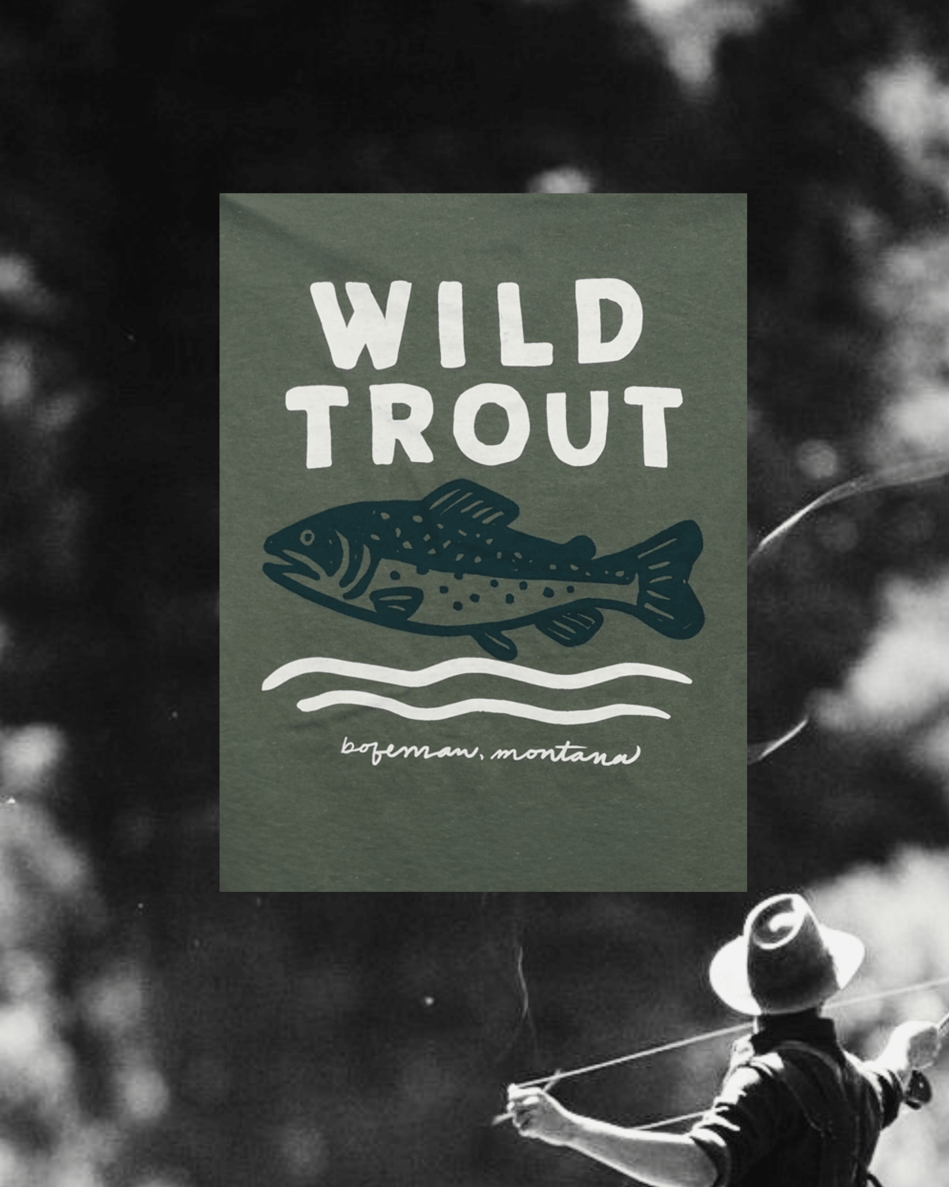 "Wild Trout" Tee in Green - Intrigue Ink Visit Bozeman, Unique Shopping Boutique in Montana, Work from Home Clothes for Women
