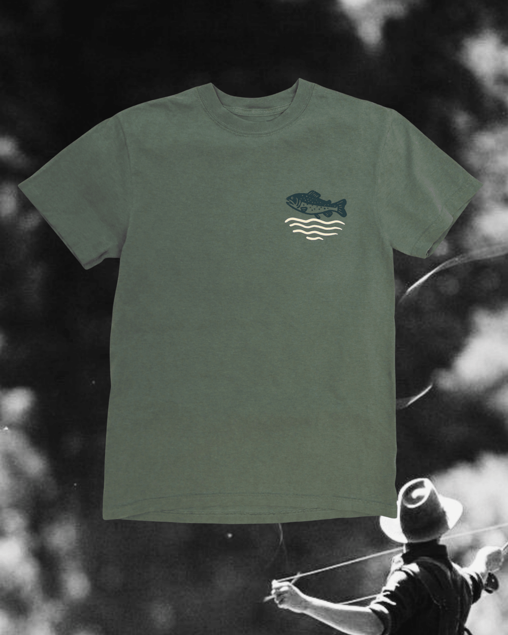 "Wild Trout" Tee in Green - Intrigue Ink Visit Bozeman, Unique Shopping Boutique in Montana, Work from Home Clothes for Women