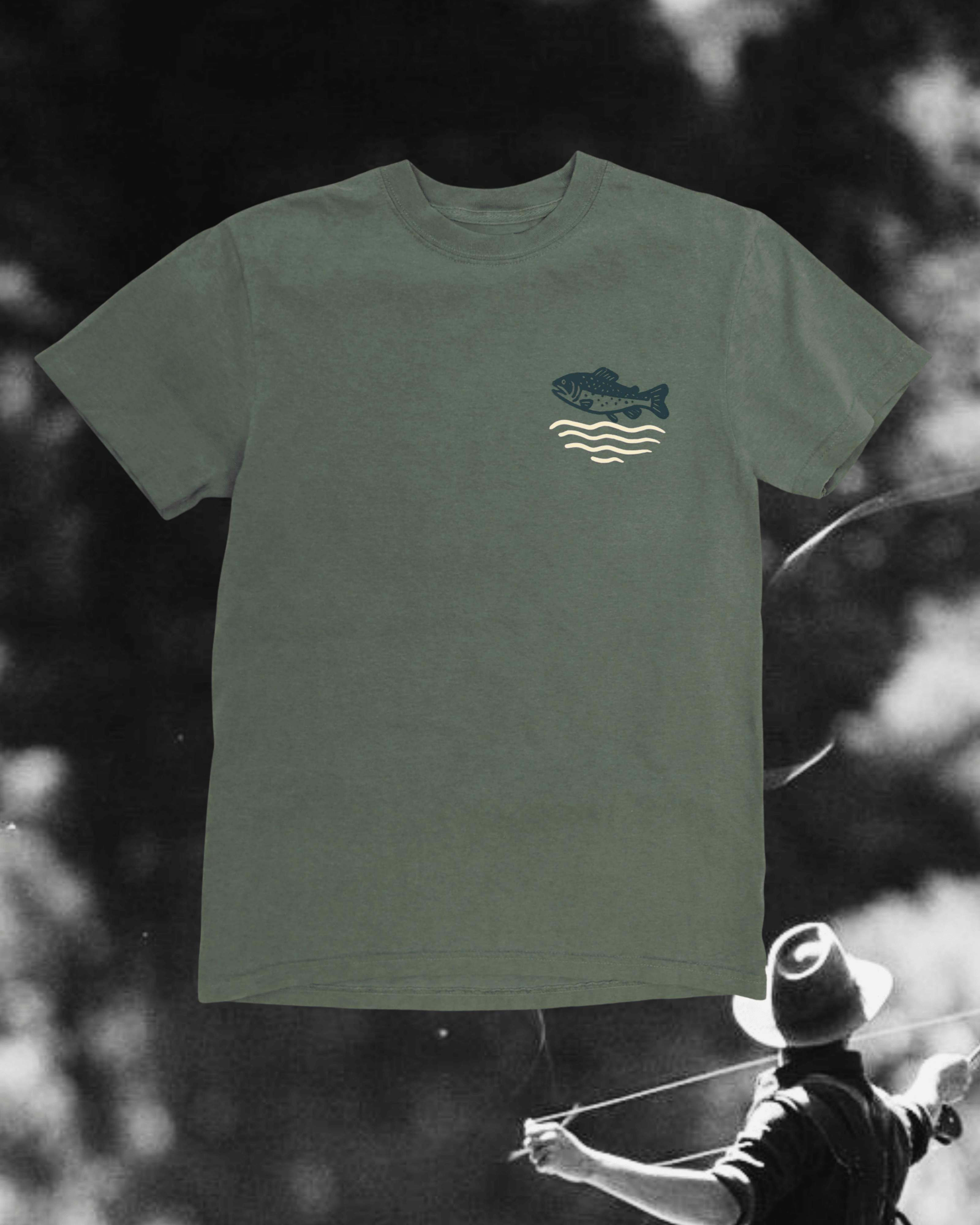 "Wild Trout" Tee in Green - Intrigue Ink Visit Bozeman, Unique Shopping Boutique in Montana, Work from Home Clothes for Women