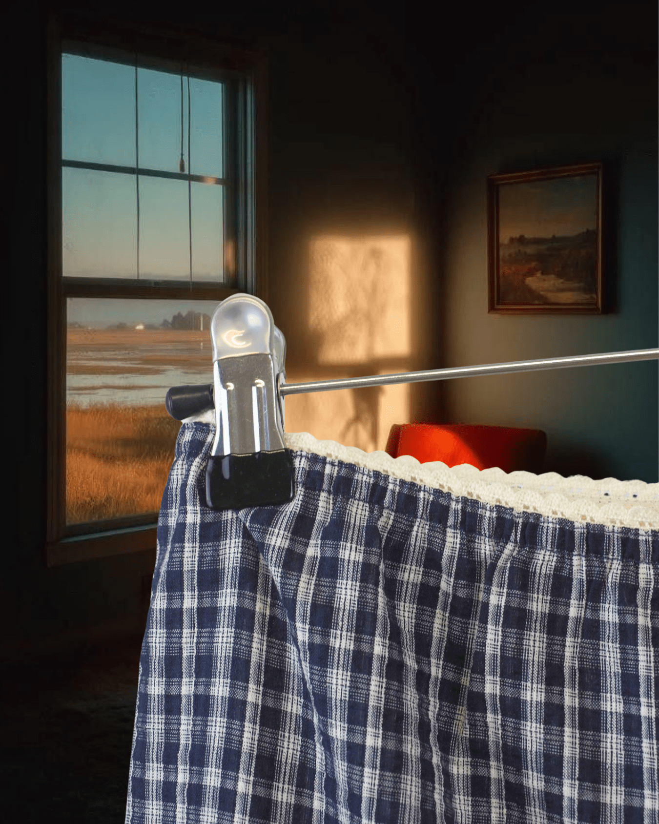 Lace Trim Gingham Pants - Navy - Intrigue Ink Visit Bozeman, Unique Shopping Boutique in Montana, Work from Home Clothes for Women