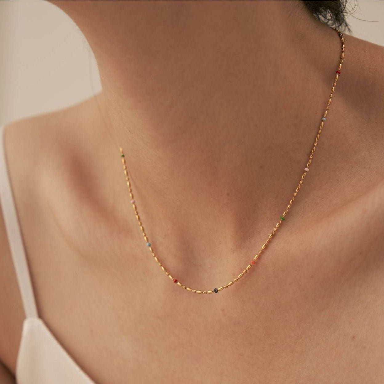 Gold Plated Rainbow Beaded Necklace - Intrigue Ink Visit Bozeman, Unique Shopping Boutique in Montana, Work from Home Clothes for Women