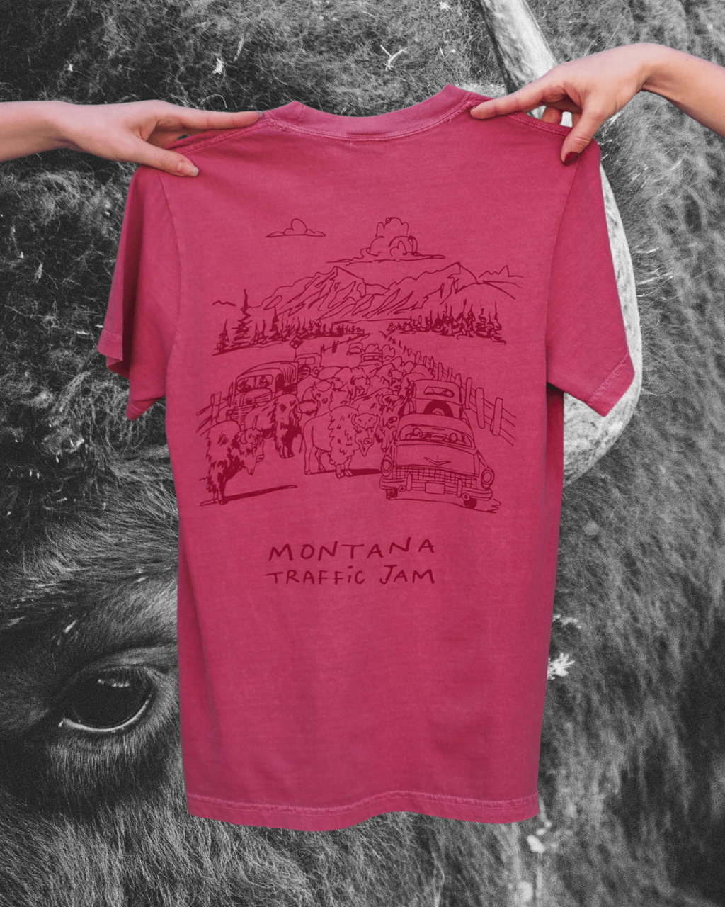 "Traffic Jam" Tee in Brick - Intrigue Ink Visit Bozeman, Unique Shopping Boutique in Montana, Work from Home Clothes for Women
