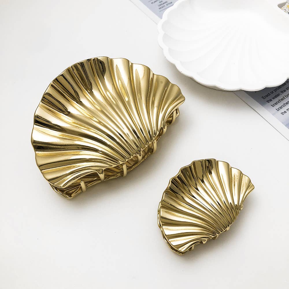Shell Gold Metal Hair Claw - Large - Intrigue Ink Visit Bozeman, Unique Shopping Boutique in Montana, Work from Home Clothes for Women