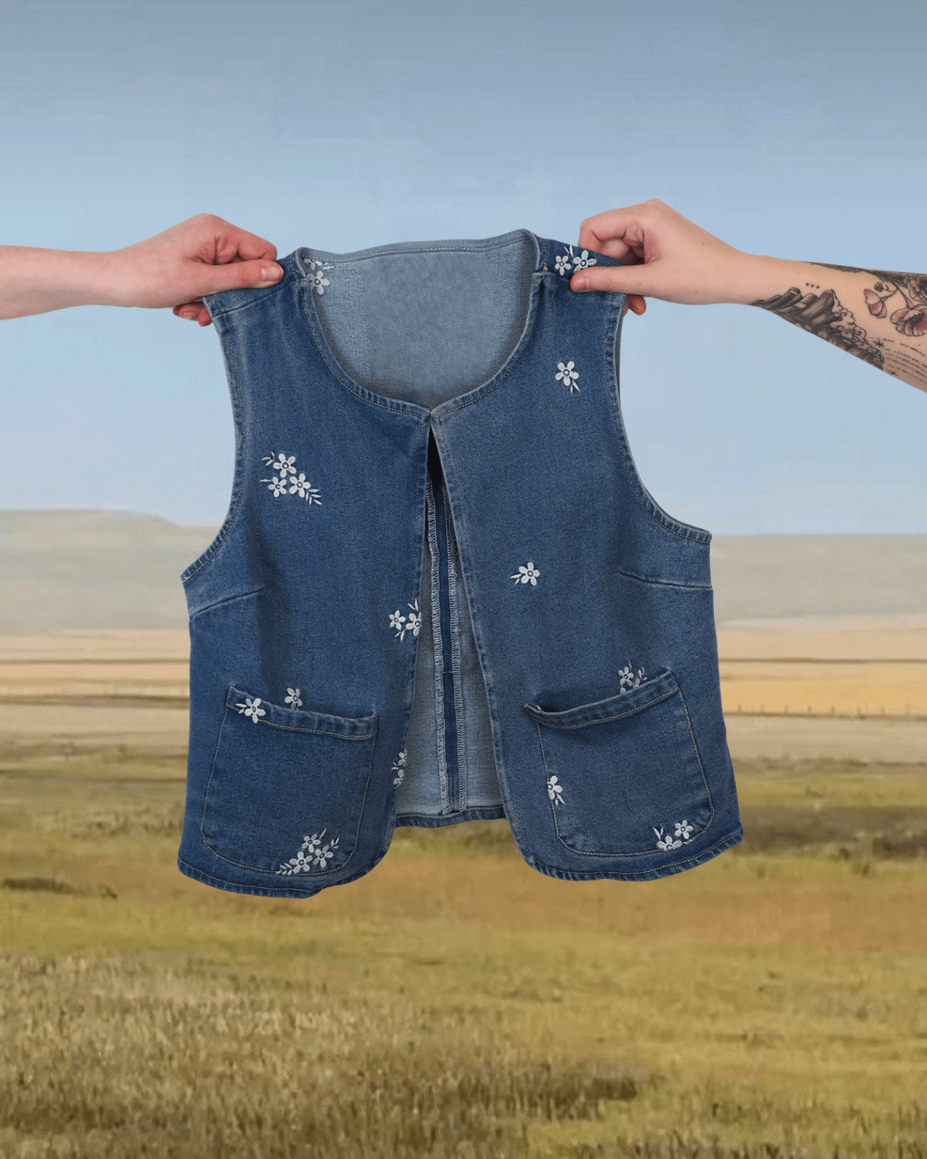Embroidered Flower Denim Vest - Intrigue Ink Visit Bozeman, Unique Shopping Boutique in Montana, Work from Home Clothes for Women