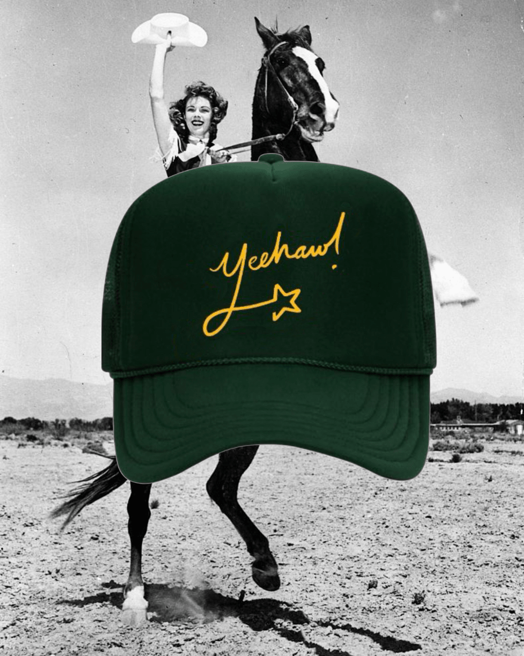 "Yeehaw" Trucker Hat in Green - Intrigue Ink Visit Bozeman, Unique Shopping Boutique in Montana, Work from Home Clothes for Women