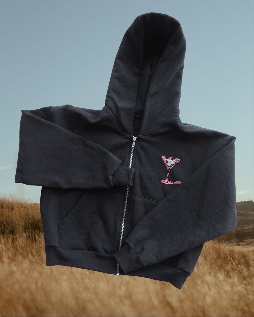 "Montana Martini" Zip Hoodie - Intrigue Ink Visit Bozeman, Unique Shopping Boutique in Montana, Work from Home Clothes for Women