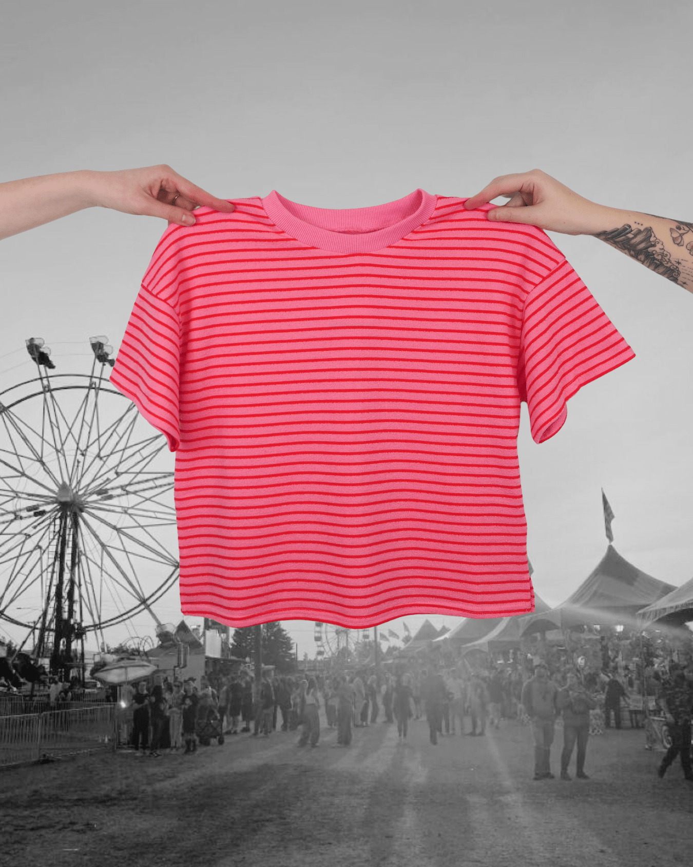 Pink Stripe Crop Tee - Intrigue Ink Visit Bozeman, Unique Shopping Boutique in Montana, Work from Home Clothes for Women