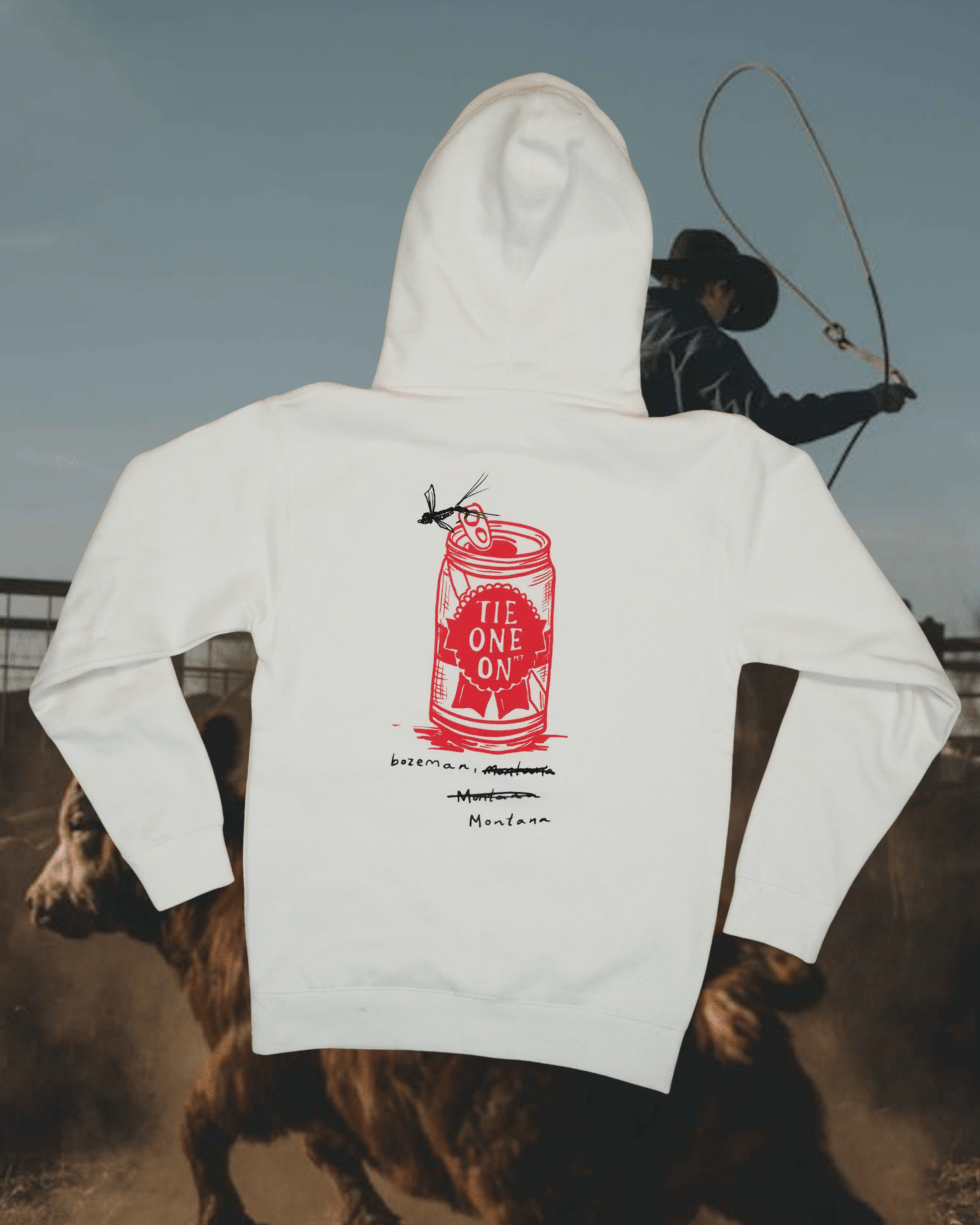 "Tie One On" Hoodie - Intrigue Ink Visit Bozeman, Unique Shopping Boutique in Montana, Work from Home Clothes for Women