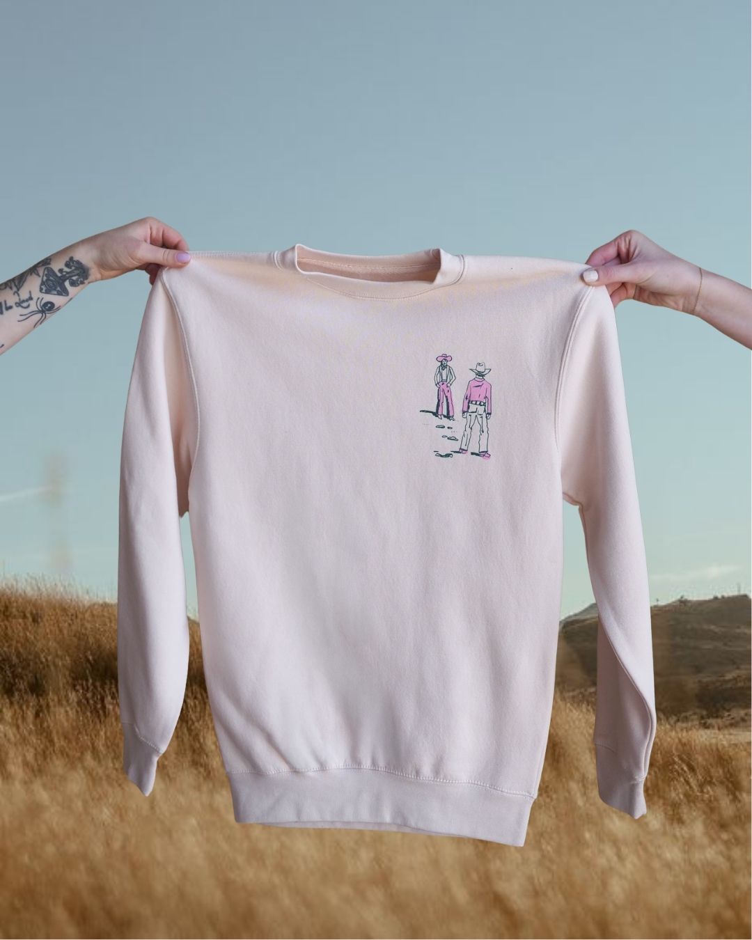 "Montana Standoff" Pink Sweatshirt - Intrigue Ink Visit Bozeman, Unique Shopping Boutique in Montana, Work from Home Clothes for Women